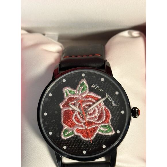 Betsey Johnson Embroidered Rose Wristwatch NEW IN BOX (see description) - Picture 8 of 9